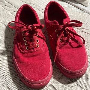 Vans Red Sneaker with Gold Eyelets